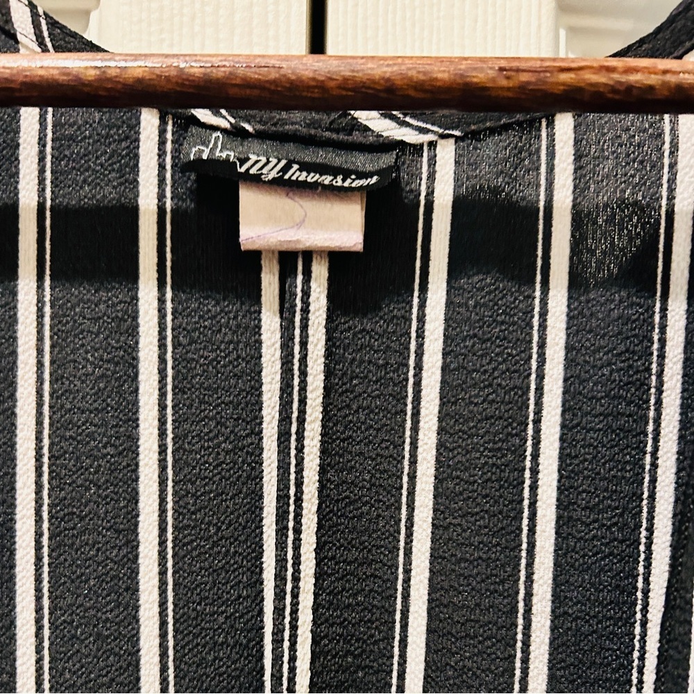 OS Striped Open Front High-Low Cardigan | NY Invasion Drape Kimono - Picture 5 of 9